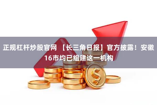 正规杠杆炒股官网 【长三角日报】官方披露！安徽16市均已组建这一机构